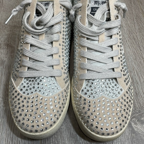 NWOT mi.im Miracle Miles Glam Rhinestone Star Mid Sneakers Lace Upper Beige 8.5 - Picture 10 of 15